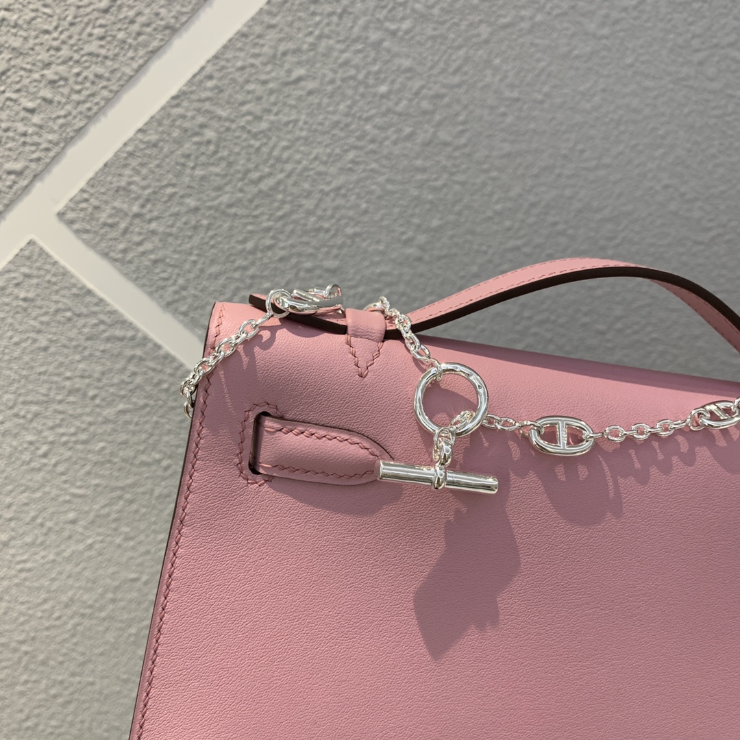 에르메스 미니 켈리백22 핑크 은장 스위프트